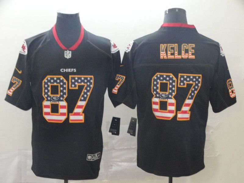 Men Kansas City Chiefs #87 Kelce Nike USA Flag Fashion Black Color Rush Limited Jersey->san francisco 49ers->NFL Jersey